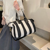 Striped Bowling Large Capacity Canvas Shoulder Bag